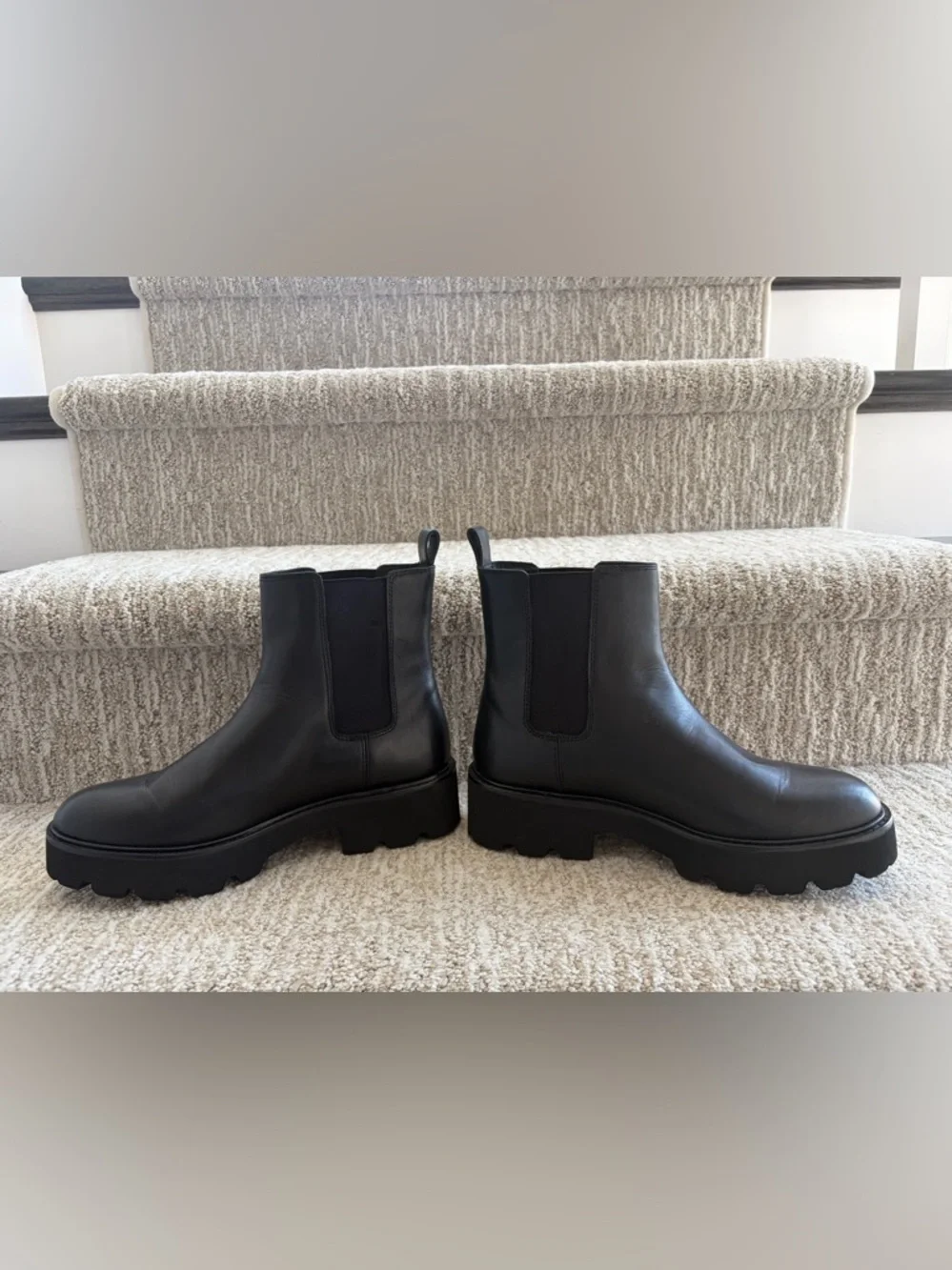 J. Crew Lug-sole Chelsea boots in leather. Women’s size 10.